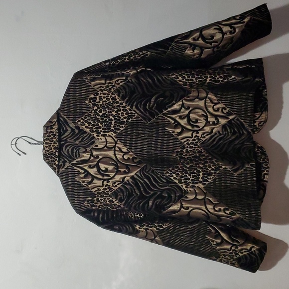 Tanjay Vintage Metallic Sheen Animal Print Zipper Jacket Size 12P - Picture 12 of 12